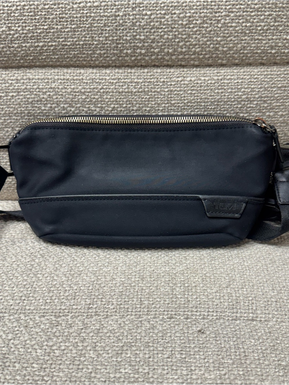 Tumi Black Nylon Crossbody Belt Bag with Top Zip